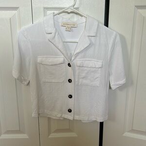 White Button-Up Short Sleeve Shirt